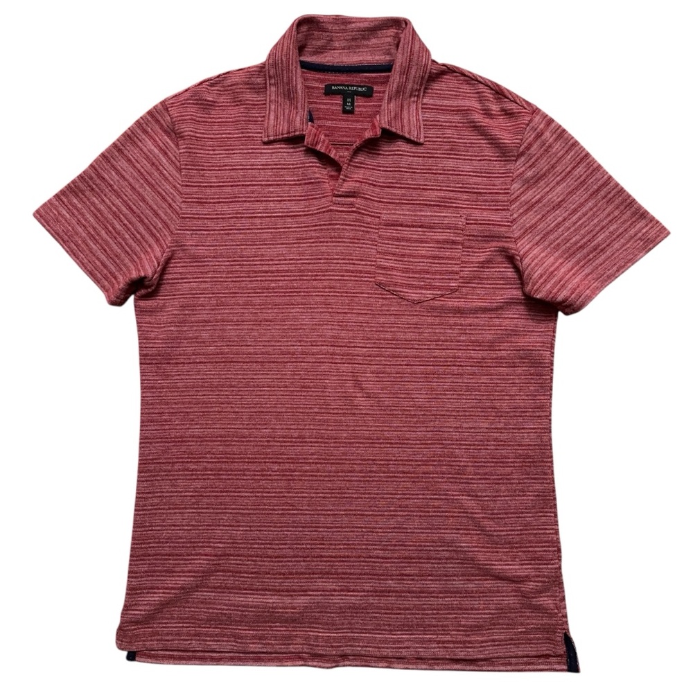 Banana Republic Polo Shirt Mens Size M Short Sleeve Johnny Collar Burgundy